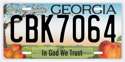 GA license plate CBK7064