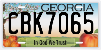 GA license plate CBK7065