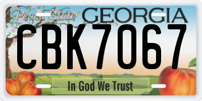 GA license plate CBK7067
