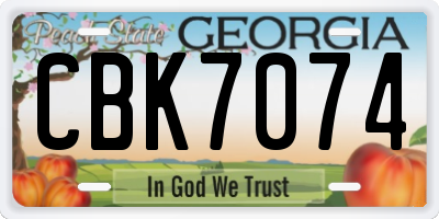 GA license plate CBK7074