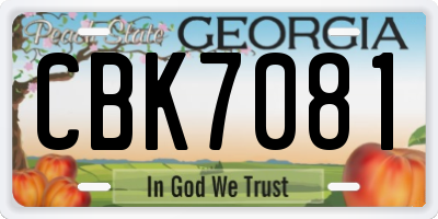 GA license plate CBK7081
