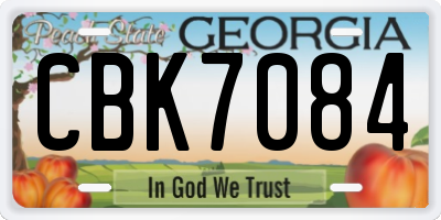 GA license plate CBK7084