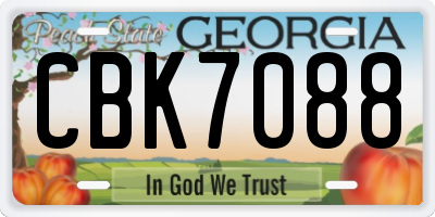 GA license plate CBK7088