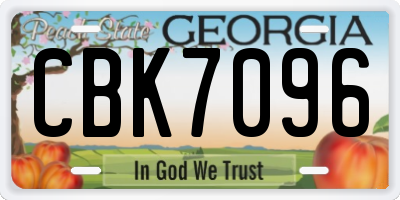 GA license plate CBK7096