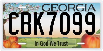 GA license plate CBK7099