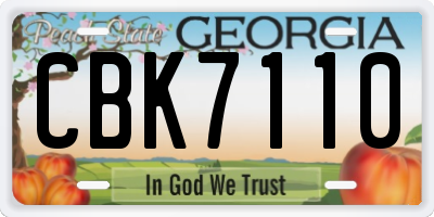 GA license plate CBK7110