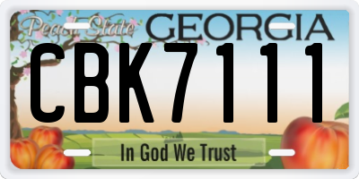 GA license plate CBK7111