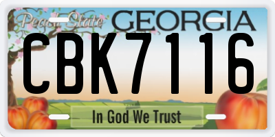 GA license plate CBK7116