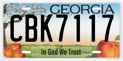 GA license plate CBK7117