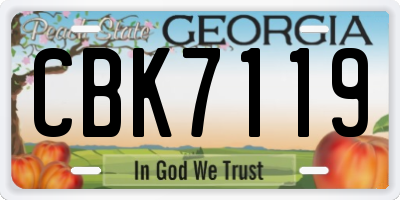 GA license plate CBK7119