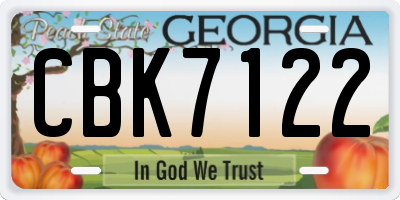 GA license plate CBK7122