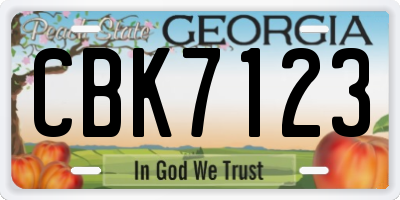 GA license plate CBK7123