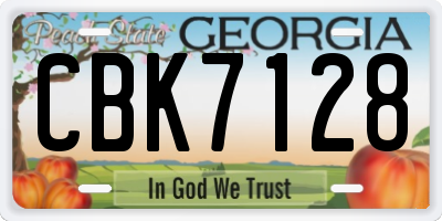GA license plate CBK7128