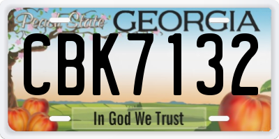 GA license plate CBK7132