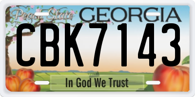 GA license plate CBK7143