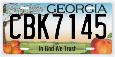 GA license plate CBK7145