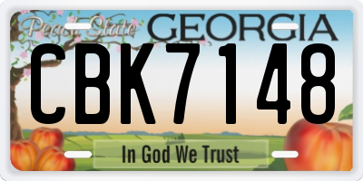 GA license plate CBK7148
