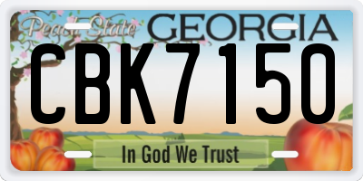 GA license plate CBK7150