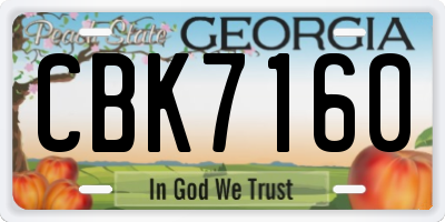 GA license plate CBK7160