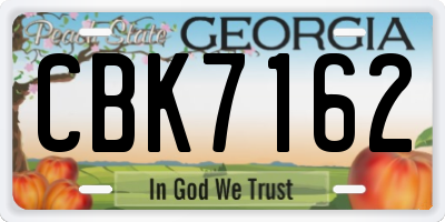 GA license plate CBK7162