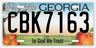 GA license plate CBK7163