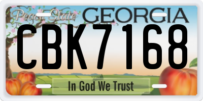 GA license plate CBK7168