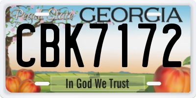 GA license plate CBK7172