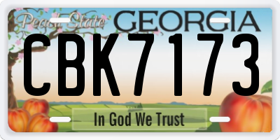GA license plate CBK7173