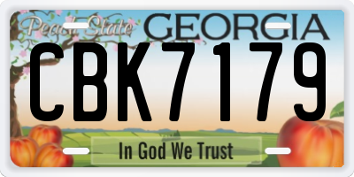 GA license plate CBK7179