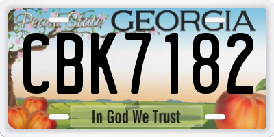 GA license plate CBK7182