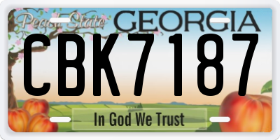 GA license plate CBK7187