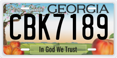 GA license plate CBK7189