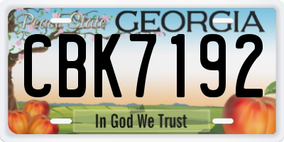 GA license plate CBK7192