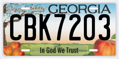 GA license plate CBK7203