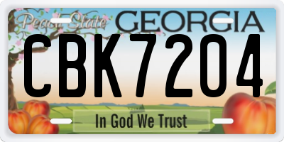GA license plate CBK7204