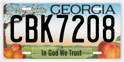 GA license plate CBK7208