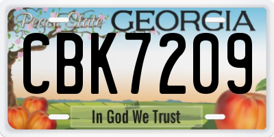 GA license plate CBK7209