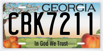GA license plate CBK7211