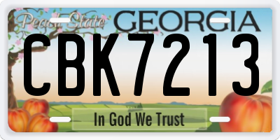 GA license plate CBK7213