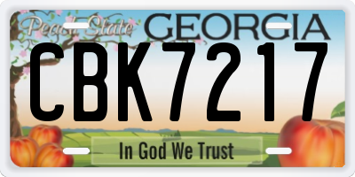 GA license plate CBK7217