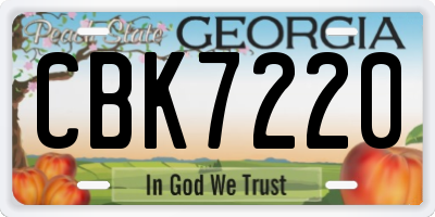 GA license plate CBK7220