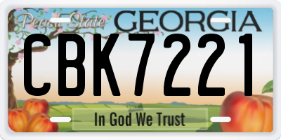 GA license plate CBK7221