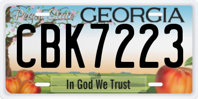 GA license plate CBK7223