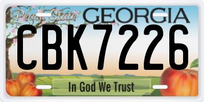 GA license plate CBK7226
