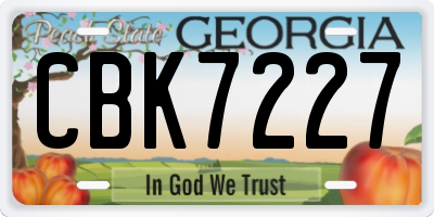 GA license plate CBK7227