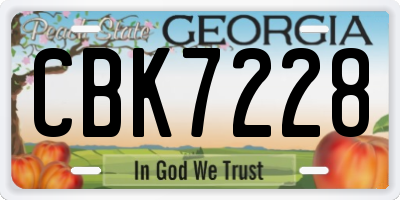 GA license plate CBK7228