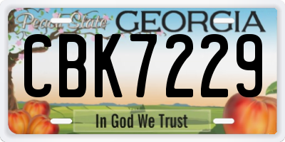 GA license plate CBK7229