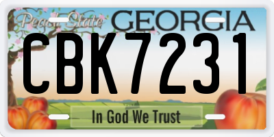 GA license plate CBK7231