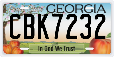 GA license plate CBK7232
