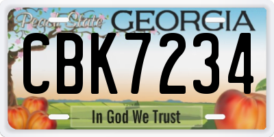 GA license plate CBK7234